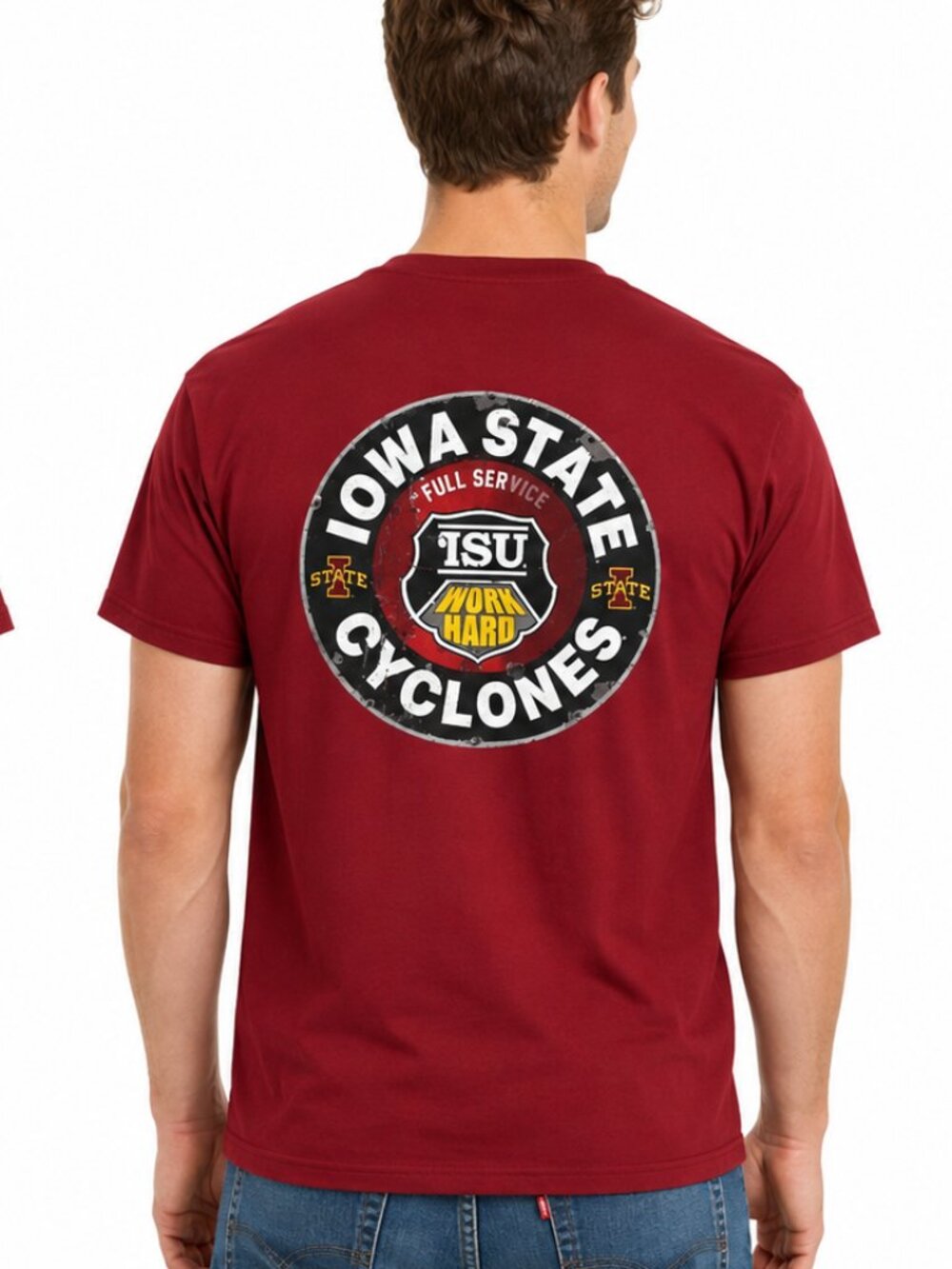 Iowa State Cyclones T Shirt Size Small Service Station Attendant Front Back Logo